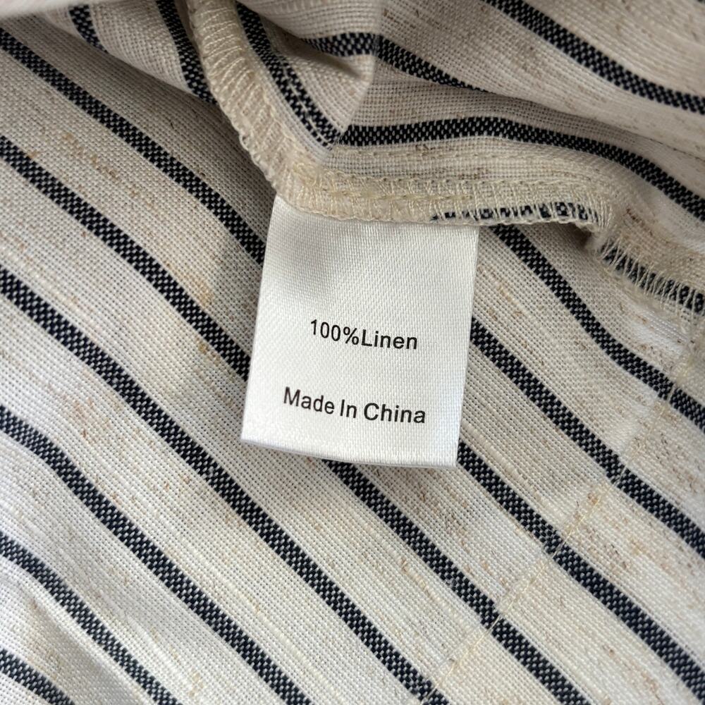 NWT Tuckernuck Edie Linen Puff Sleeve Crop Top in Blue Stripe - Size: Medium - Picture 11 of 12